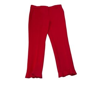 Holiday fancy red pants w ankle ruffle Ann Taylor